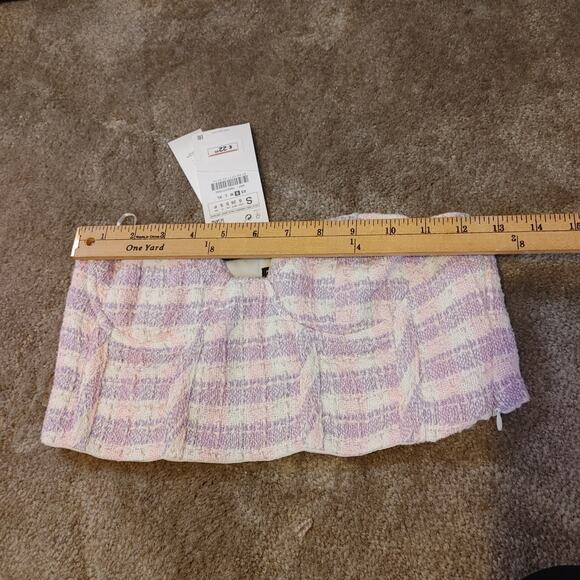 Zara New NWT Cropped Bra Tweed Purple White Striped Stripes Kawaii Twee Small - Picture 3 of 6